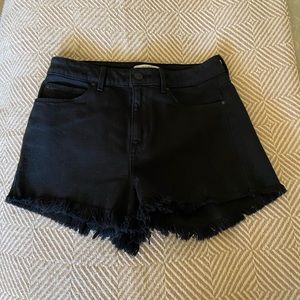 Guess Black Frayed Hem Denim Shorts